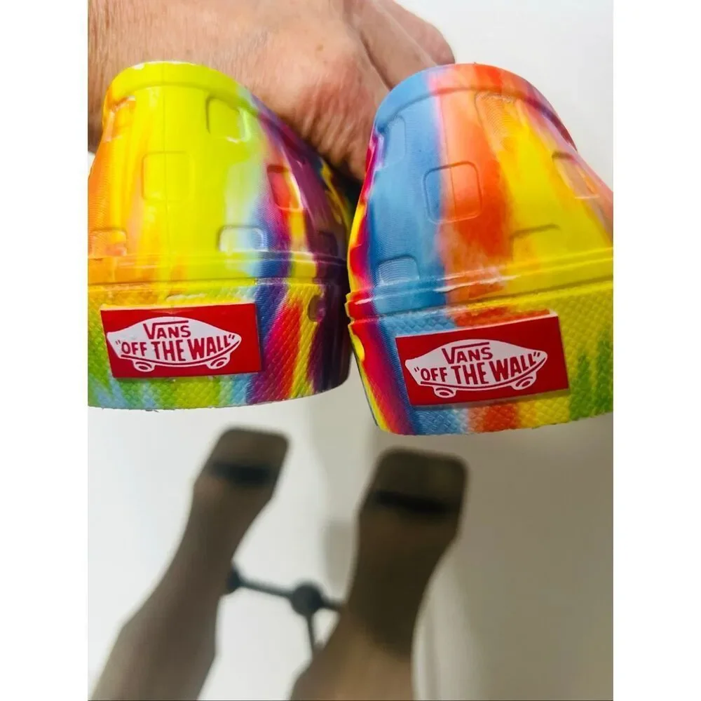 Vans Slip-On TRK Shoes Rainbow Tie-Dye Rinseable Water Shoes Sz 4 US Big Kid